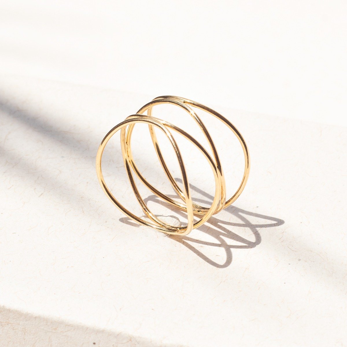  Anel Duplo Ouro Liso 18k