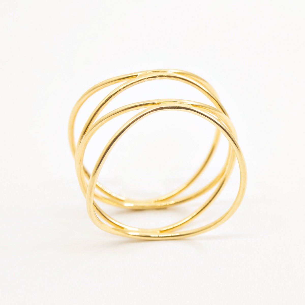  Anel Duplo Ouro Liso 18k