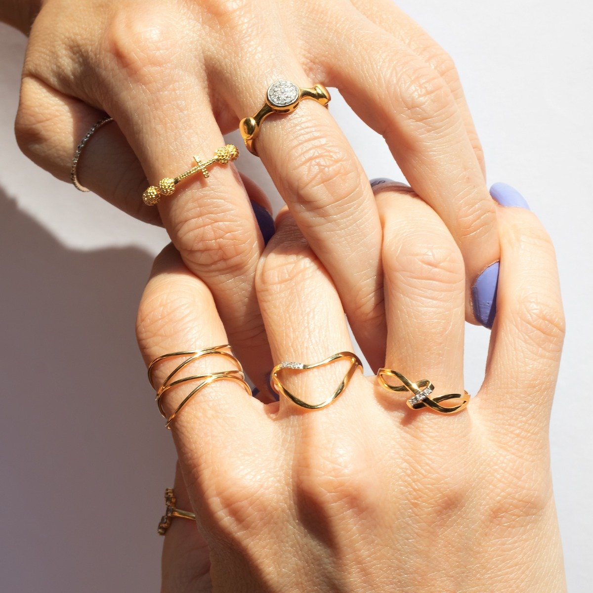  Anel Duplo Ouro Liso 18k