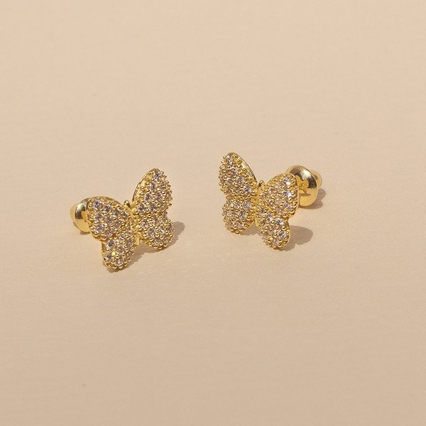  Brinco Borboleta Zirconia 