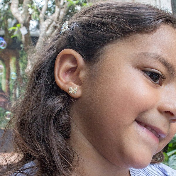  Brinco Borboleta Zirconia 