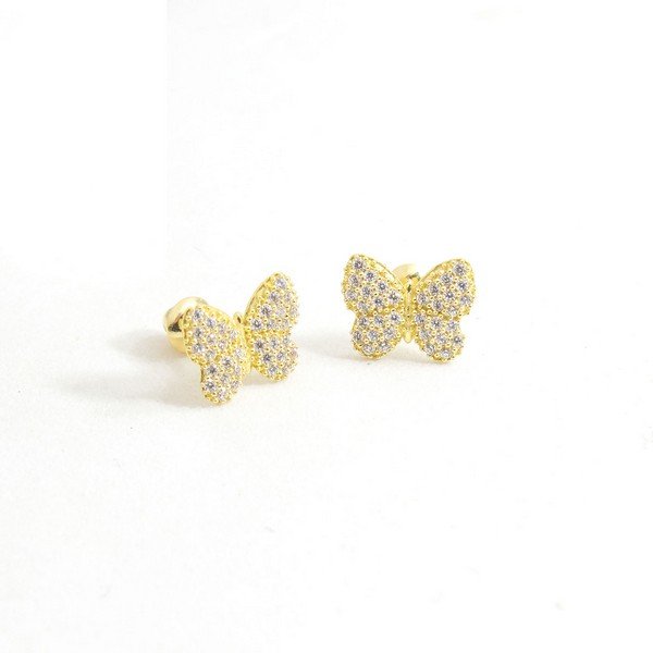  Brinco Borboleta Zirconia 