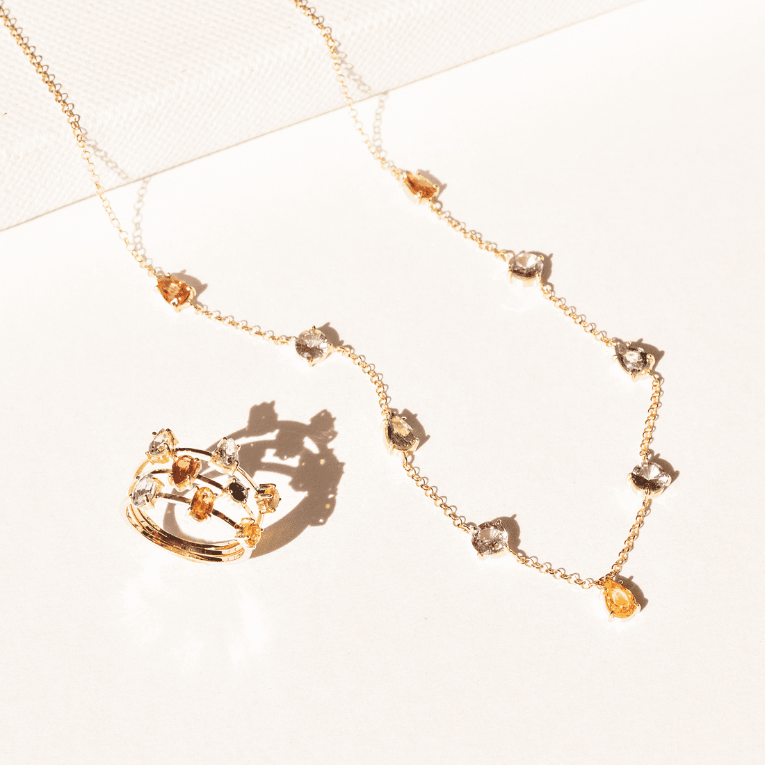 Anel 3 Aros Candy Safiras Coloridas Ouro 18k