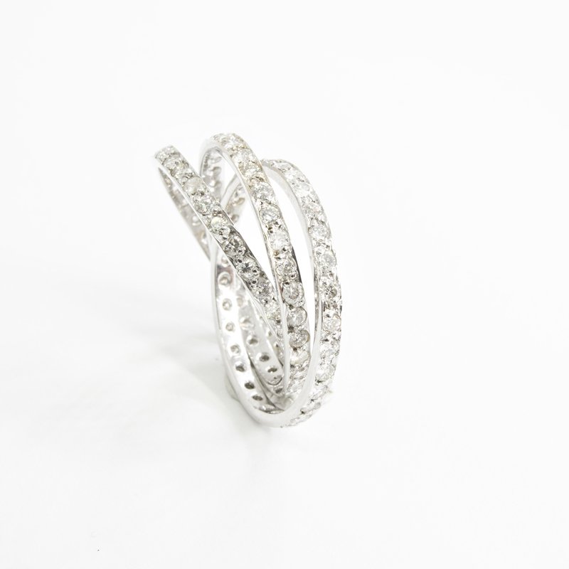 Anel 3 aros intercalados diamantes