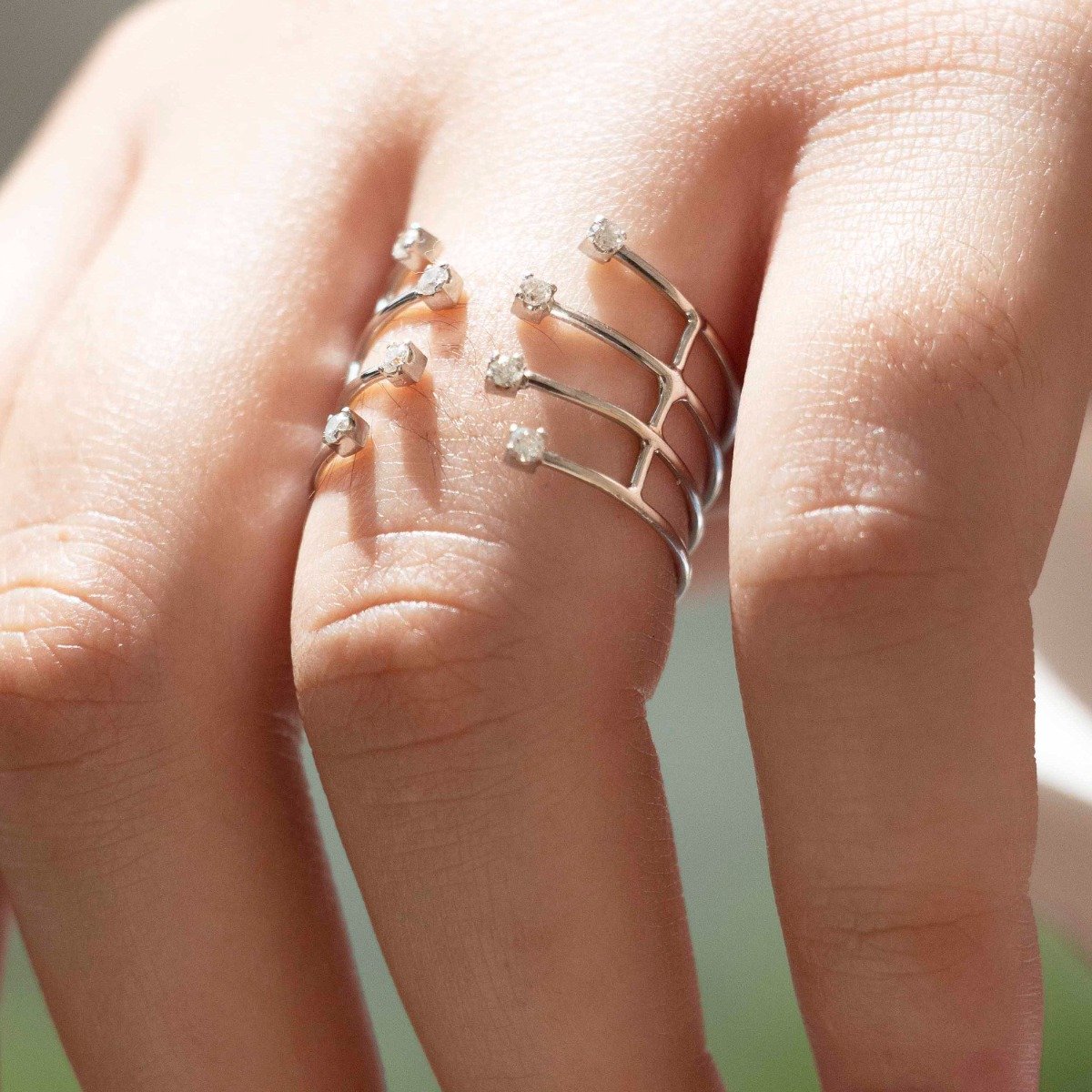 Anel 4 Garras Diamantes