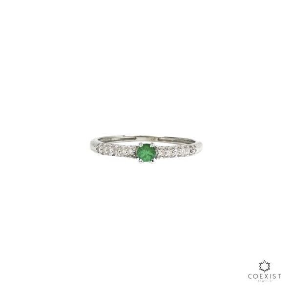 Anel Aparador Ouro 18k com Diamantes 2 pontos e Esmeralda