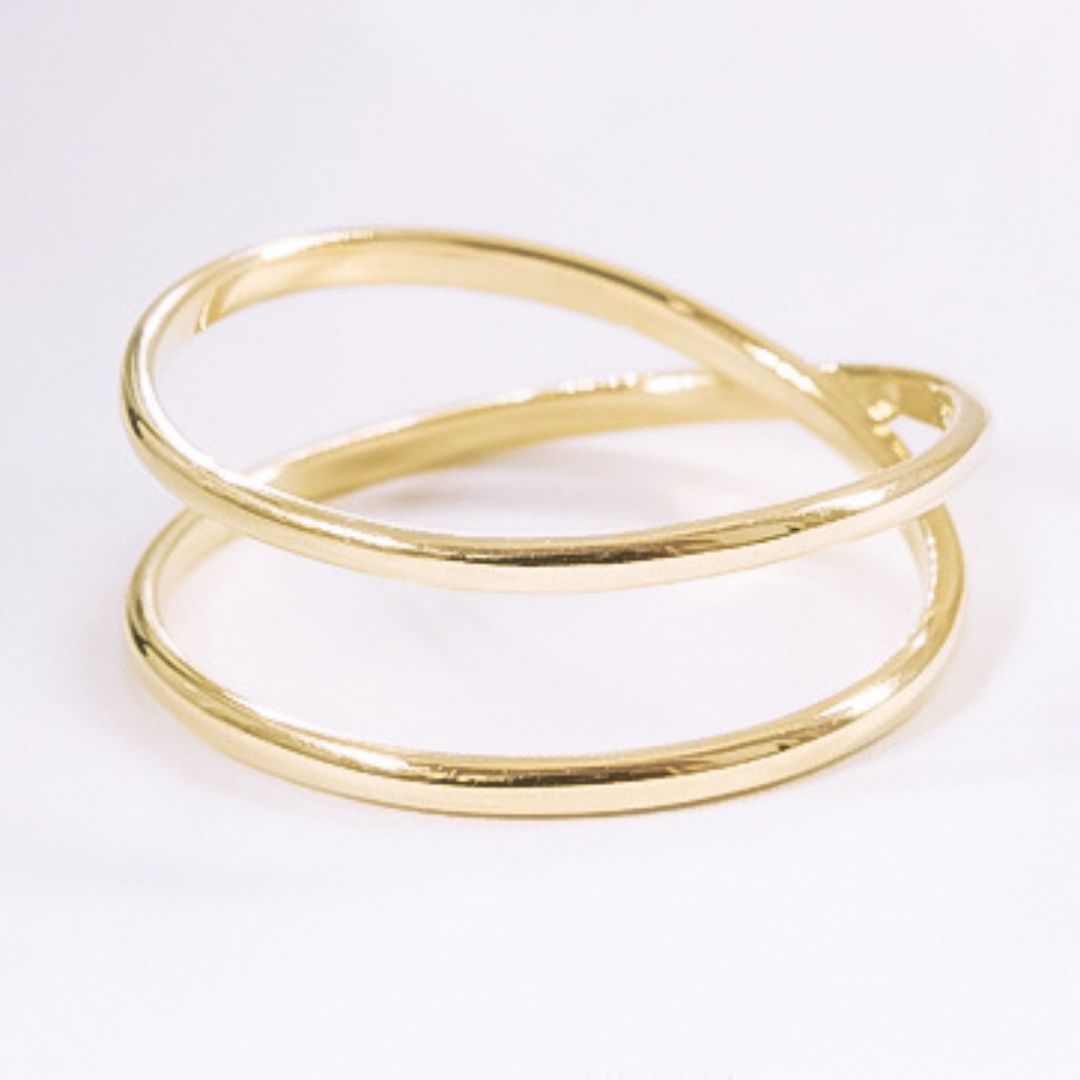 Anel Aro Duplo Sobreposto Ouro 18K