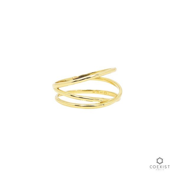 Anel Aro Triplo Sobreposto Ouro 18K