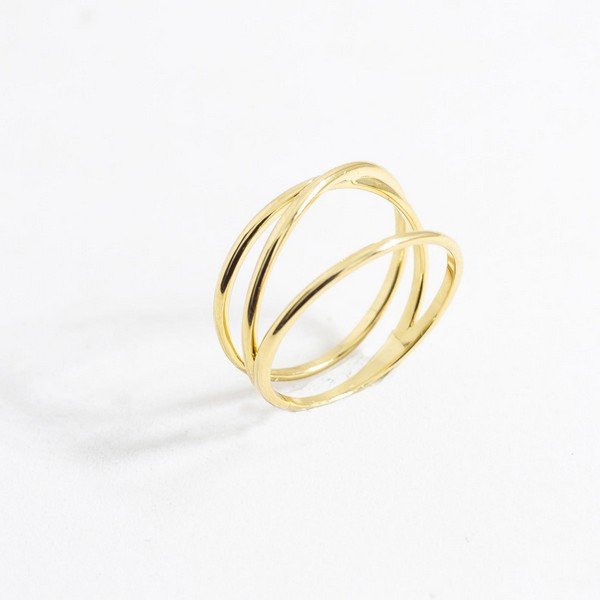Anel Aro Triplo Sobreposto Ouro 18K