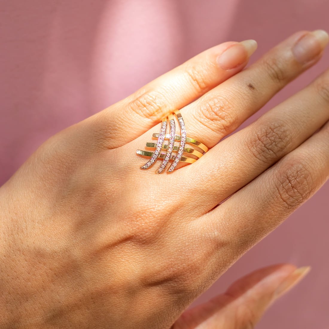 Anel Aros Cruzados Diamantes
