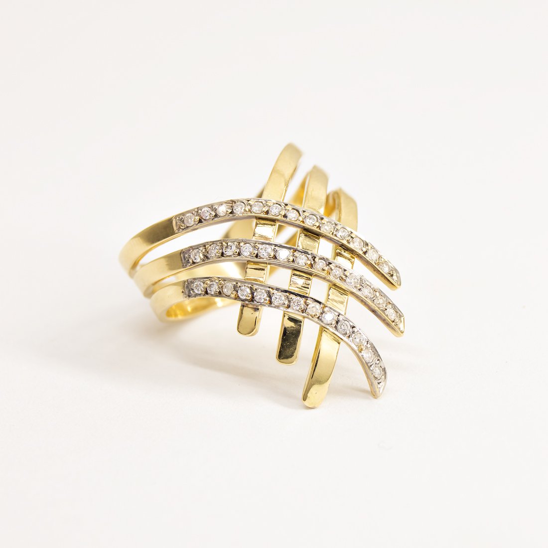Anel Aros Cruzados Diamantes