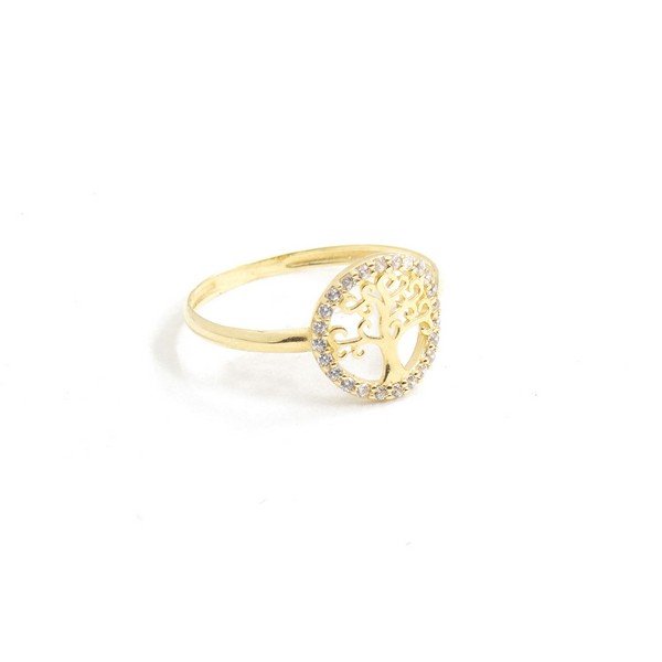 Anel Árvore da Vida Zircônias Ouro 18k
