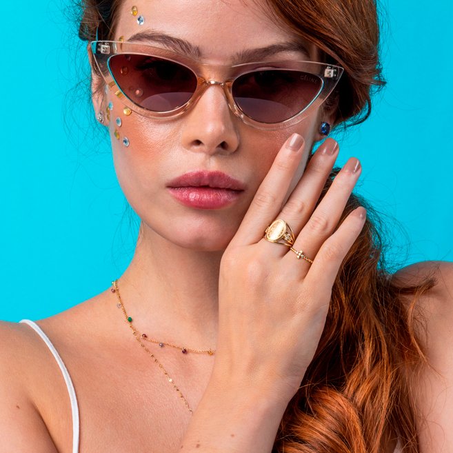Anel Bolinha Cruz Diamantes