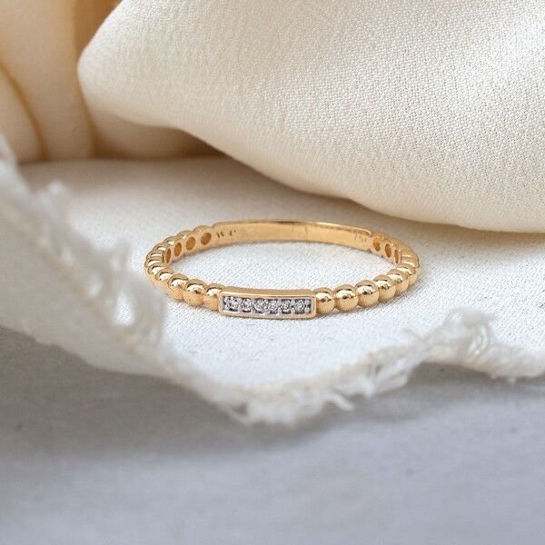 Anel Bolinhas Com Diamantes