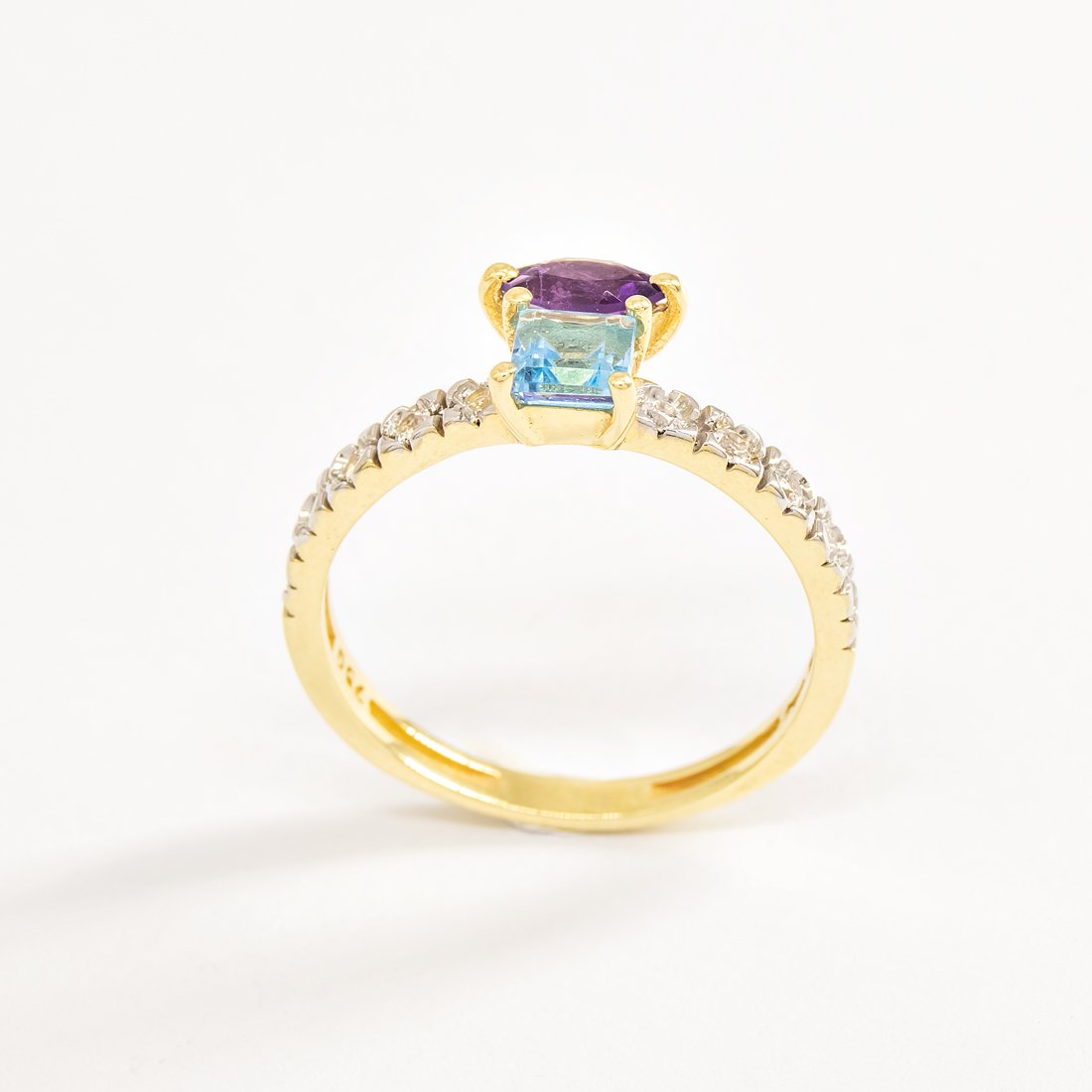 Anel Candy Diamantes Topázio e Ametista