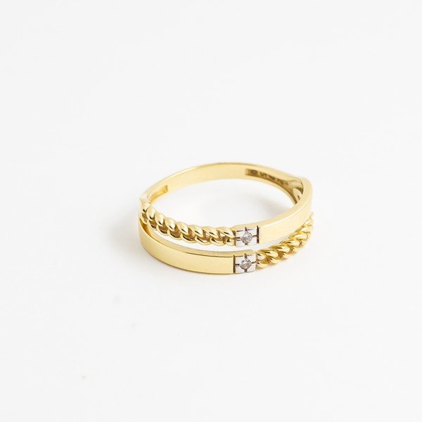 Anel Chain Ouro 18K Diamantes