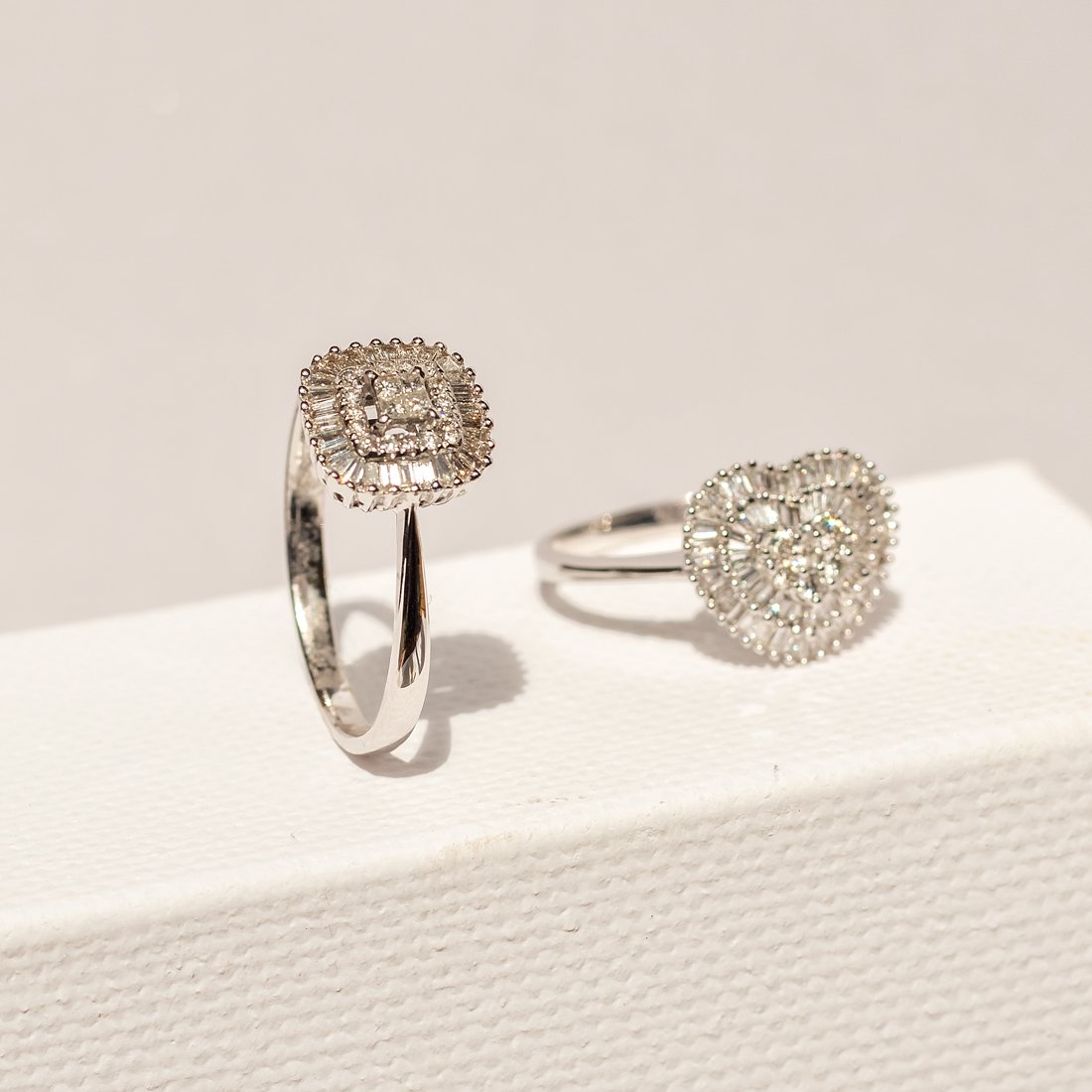 Anel Coração Baguetes Diamantes
