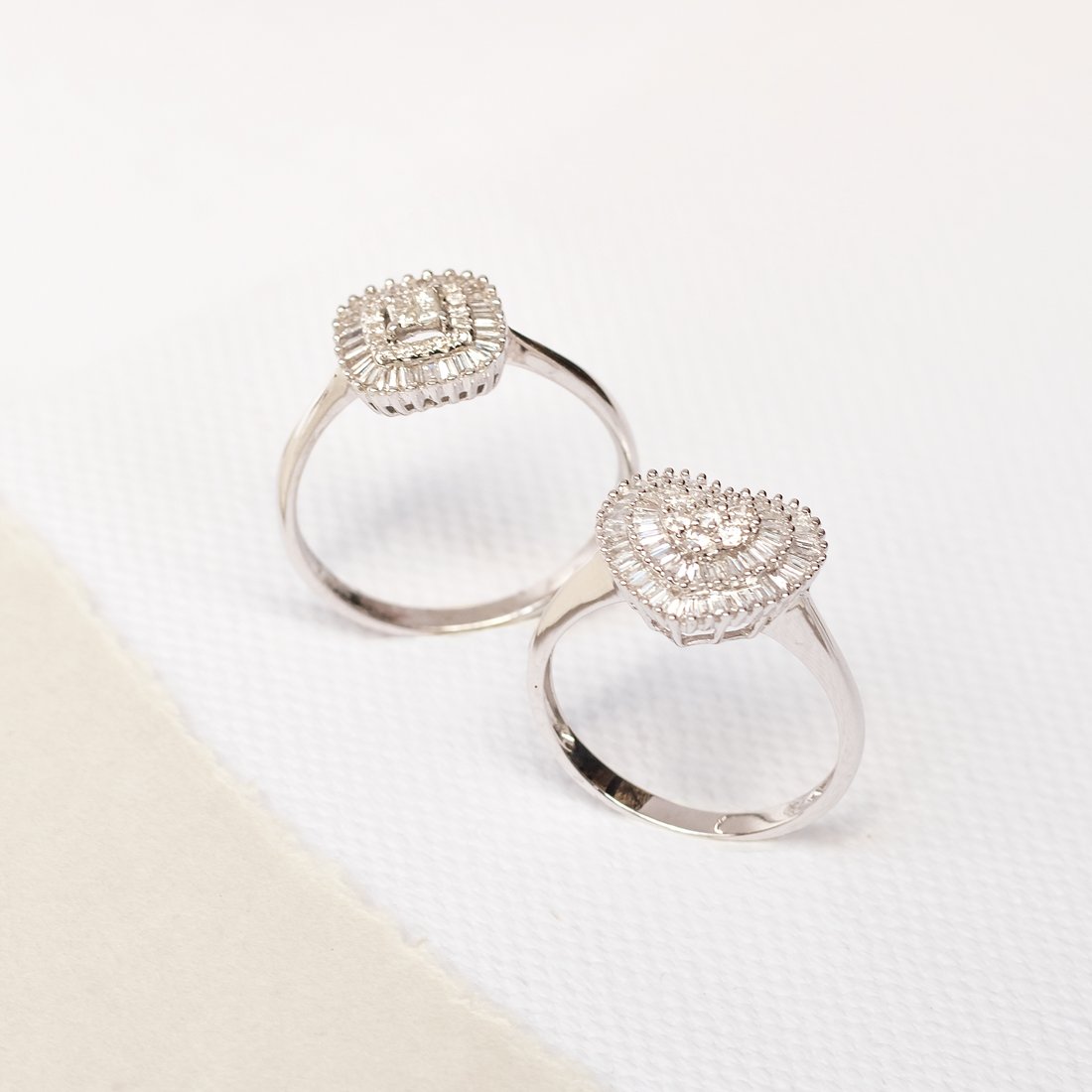Anel Coração Baguetes Diamantes