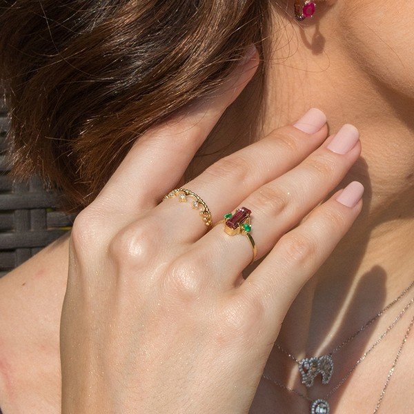 Anel Coroa Diamantes
