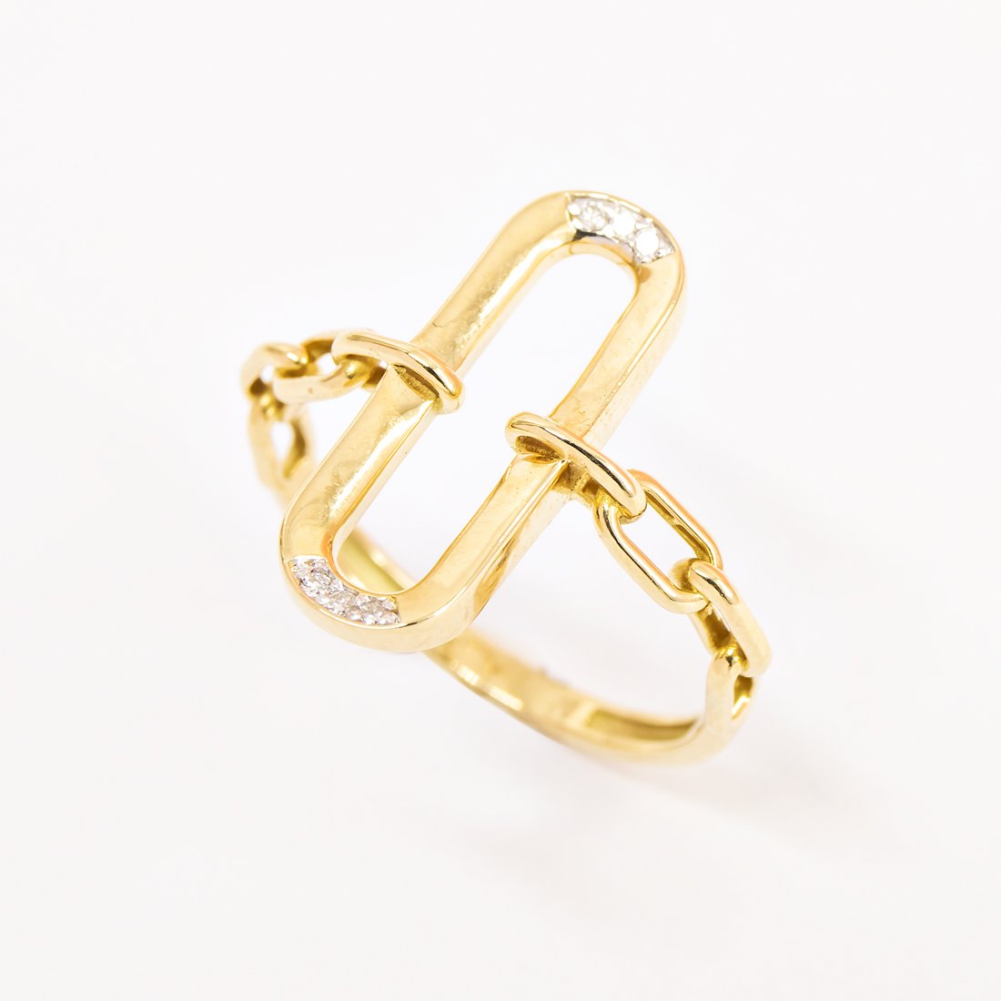 Anel Corrente Oval e Diamantes