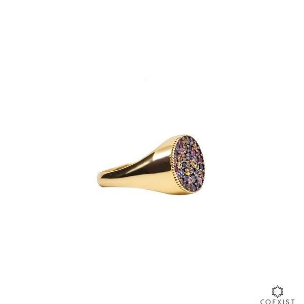 Anel Dedinho Ouro 18K Safiras Coloridas