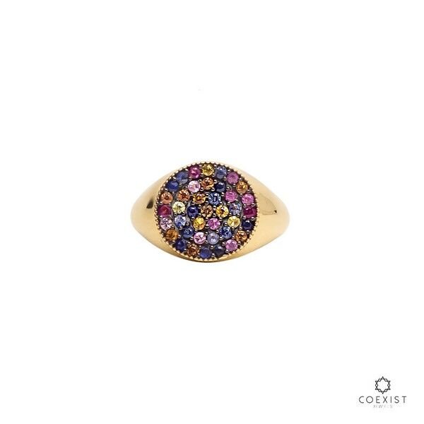 Anel Dedinho Ouro 18K Safiras Coloridas