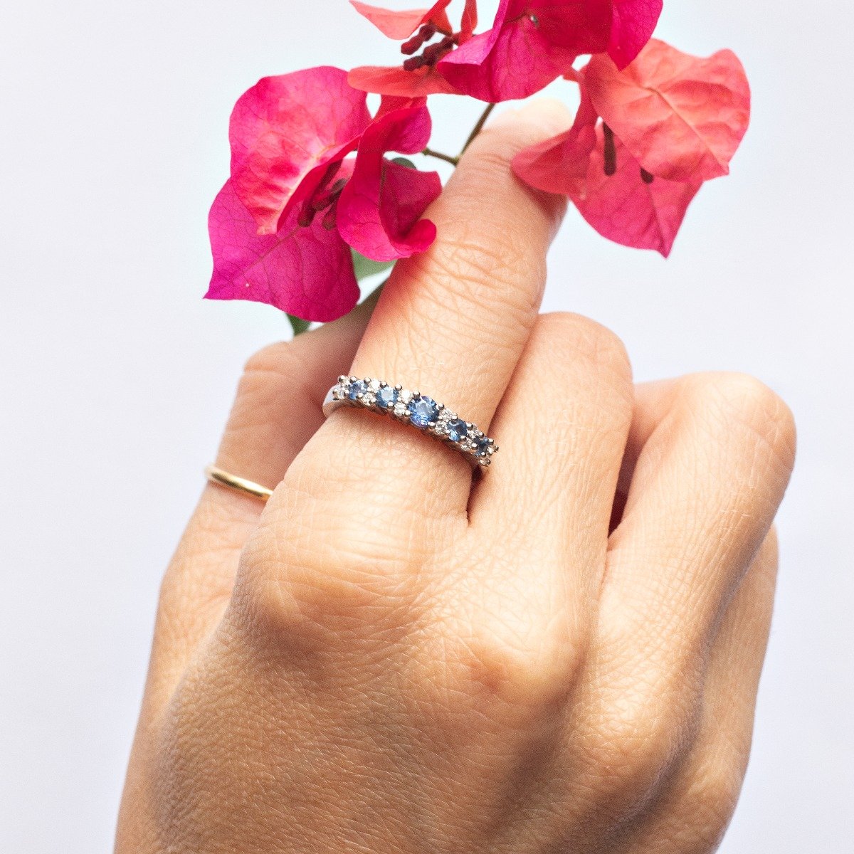 Anel Diamantes e Safira