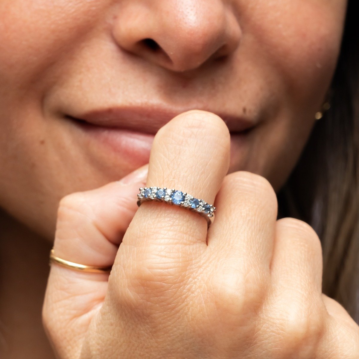 Anel Diamantes e Safira