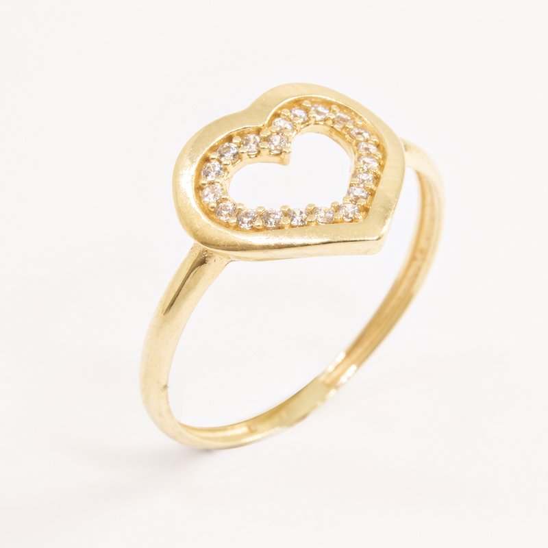 Anel double coração Stone ouro 18K