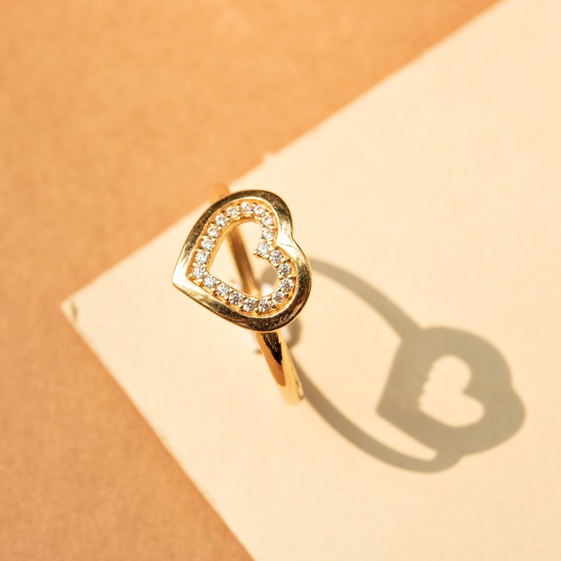 Anel double coração Stone ouro 18K