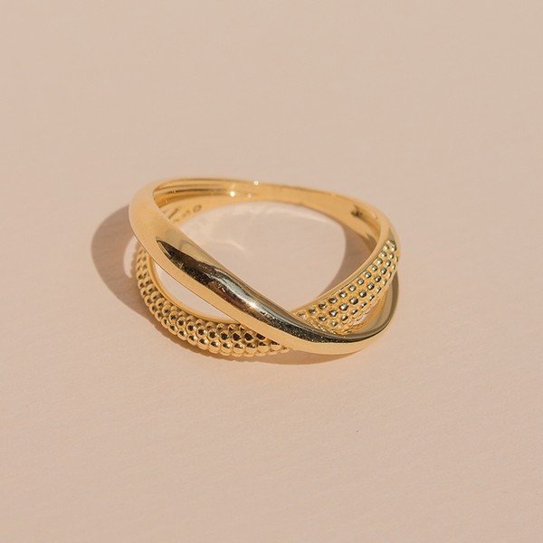 Anel Double Curve Bolinhas 