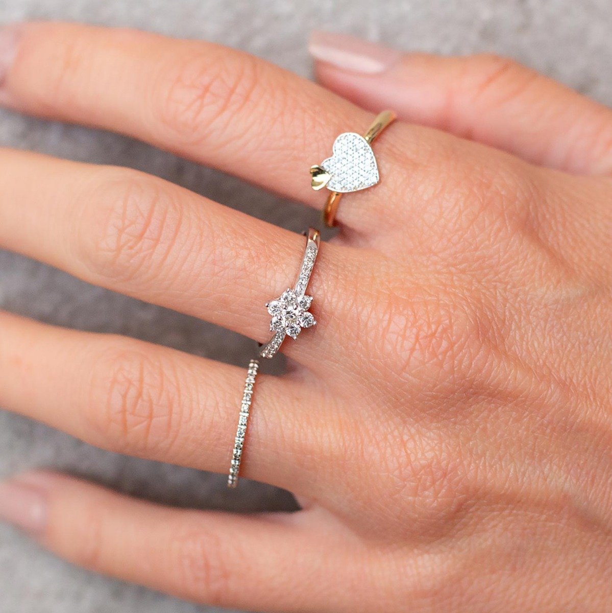 Anel Double Hearts Zircônias Ouro 18K