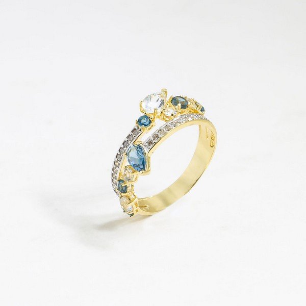 Anel Dupli Topázios e Diamantes