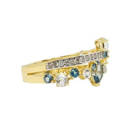 Anel Dupli Topázios e Diamantes