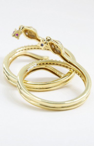 Anel Duplo Snake Safira e Diamantes