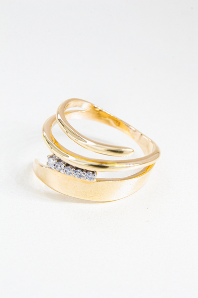 Anel Espiral Torcido Diamantes 