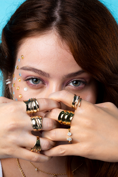 Anel Espiral Torcido Diamantes 