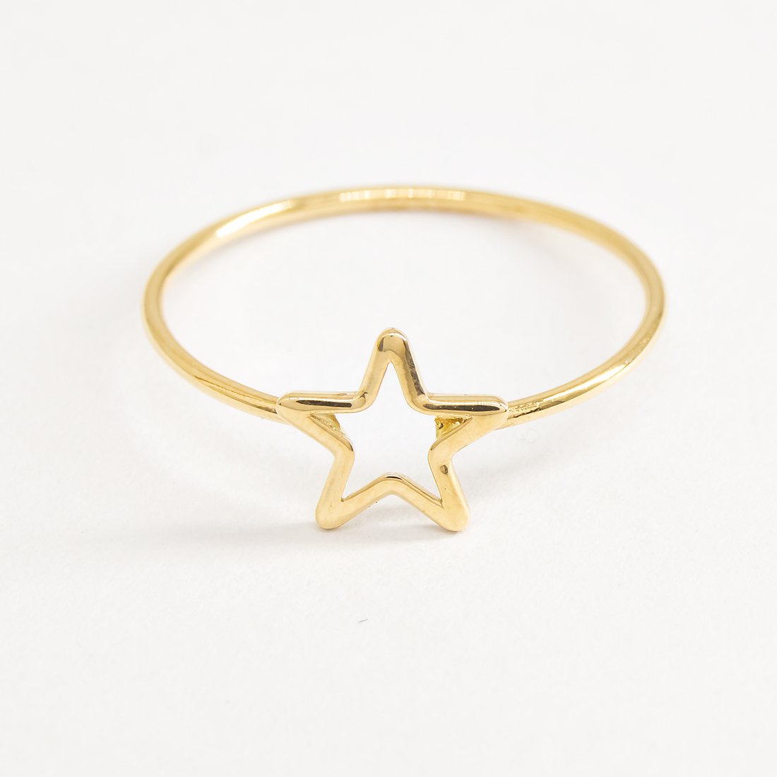 Anel Fininho Estrela Ouro Liso