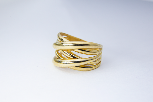 Anel Fitas Entrelaçados Ouro 18K
