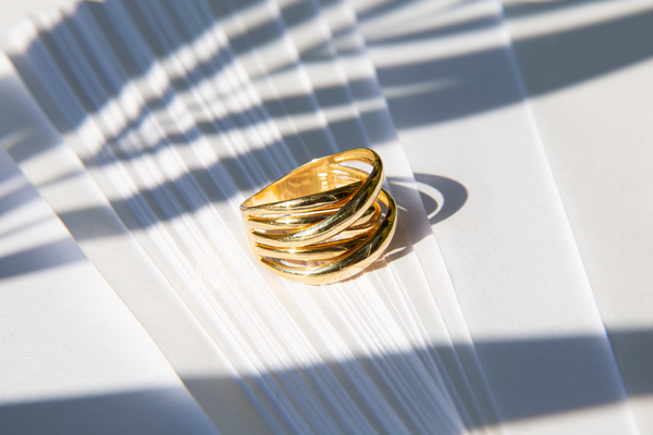 Anel Fitas Entrelaçados Ouro 18K