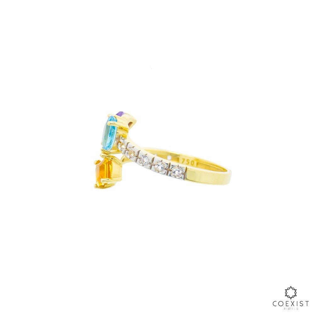 Anel Fun Diamantes Citrino e Topázio Sky
