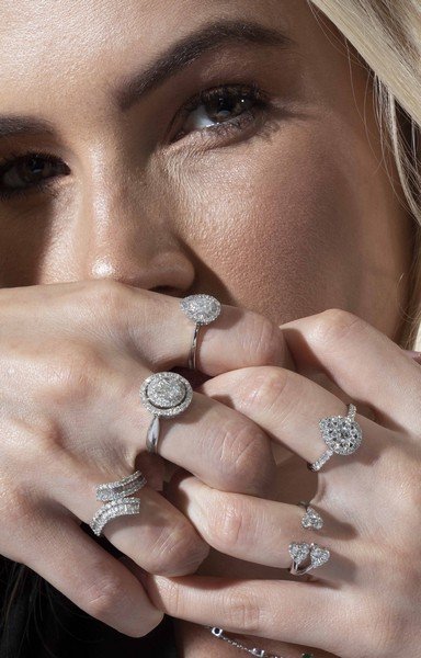 Anel Garra 3 Corações Diamantes 