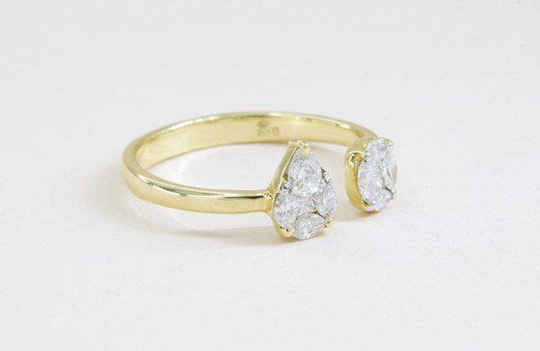 Anel Garra Illusion Gota e Oval Diamantes