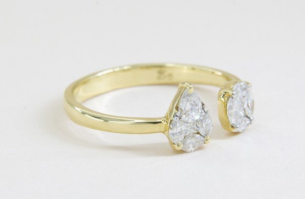 Anel Garra Illusion Gota e Oval Diamantes