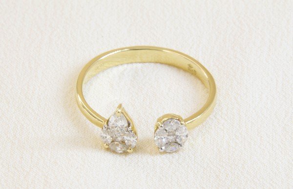 Anel Garra Illusion Gota e Oval Diamantes