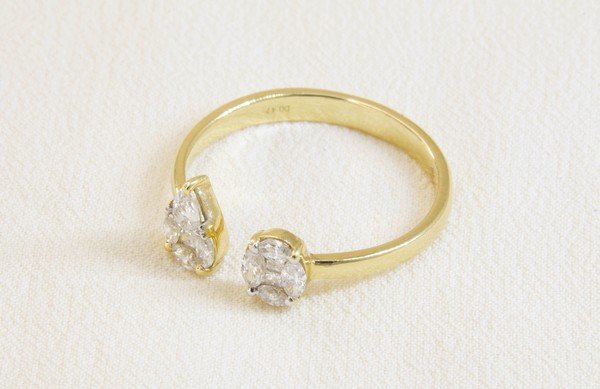 Anel Garra Illusion Gota e Oval Diamantes