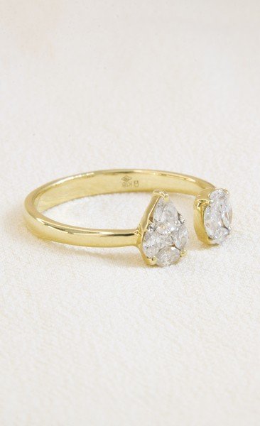 Anel Garra Illusion Gota e Oval Diamantes