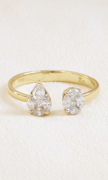 Anel Garra Illusion Gota e Oval Diamantes