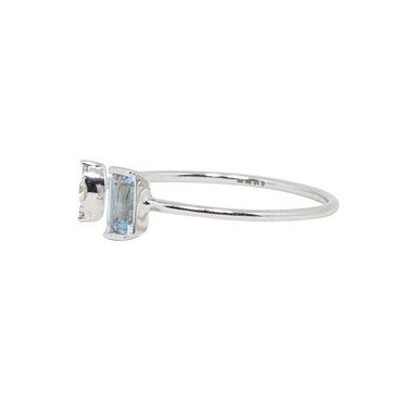 Anel Garra Navete Diamantes e Topázio Sky 
