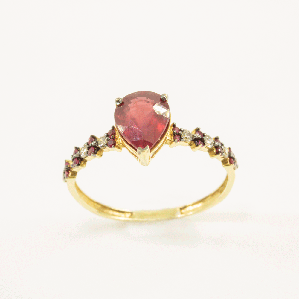 Anel Gota Rubi Diamantes e Rubis